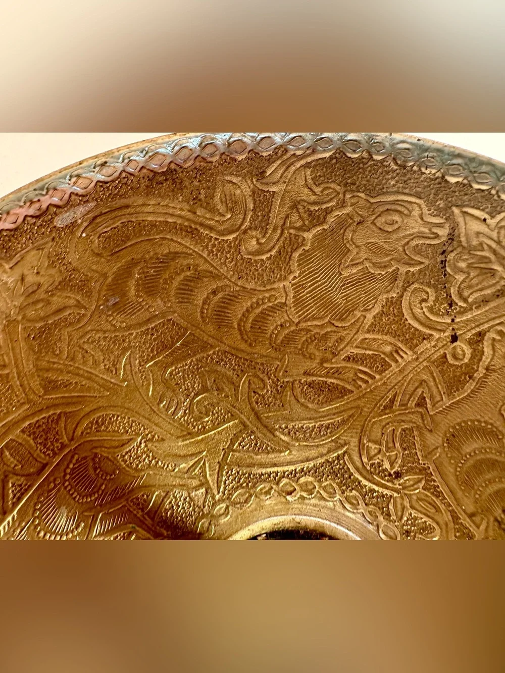 Vintage collectible TAMAR Brass Nutcracker Dish w embossed design made in Israel